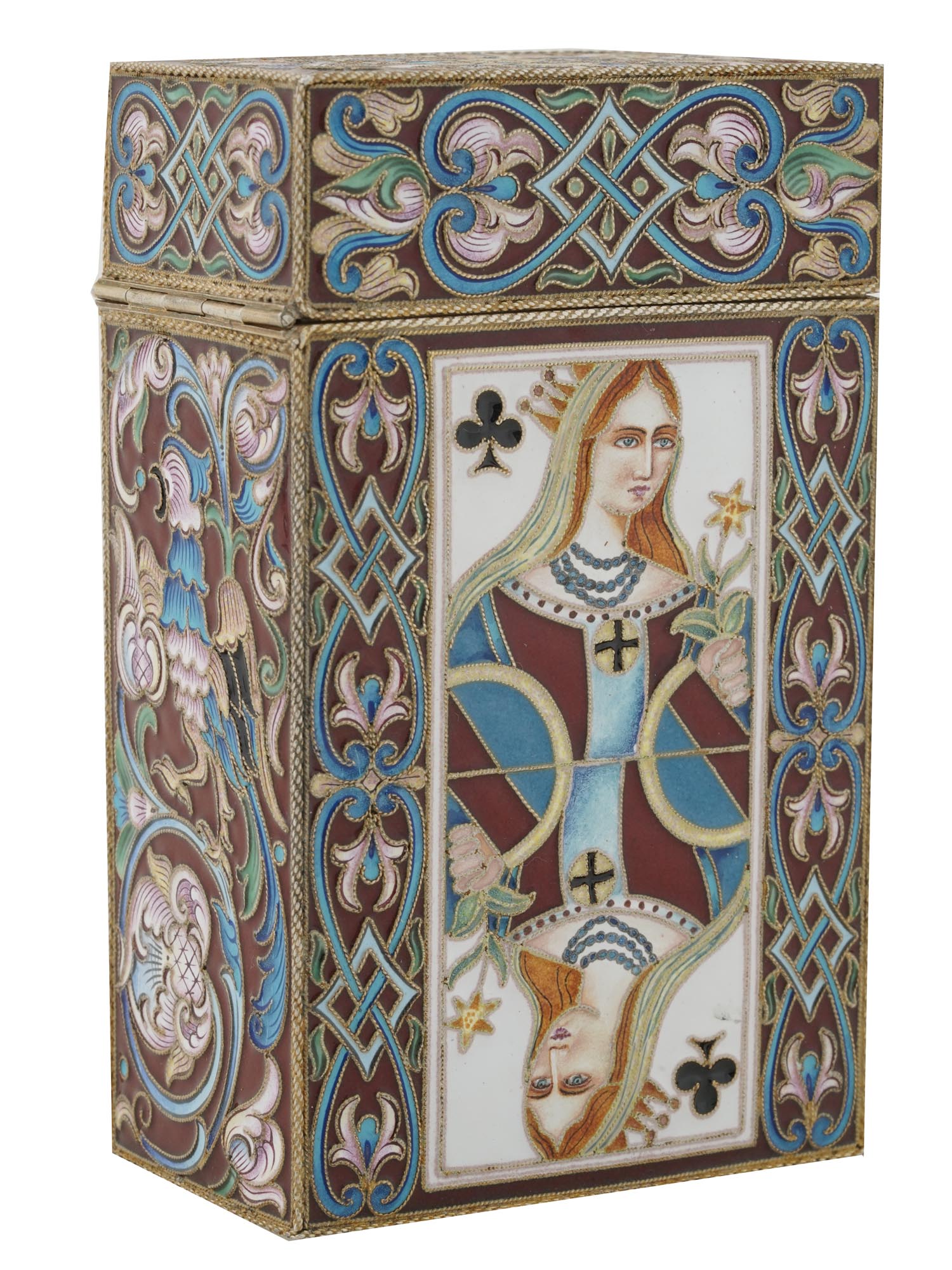 RUSSIAN GILT SILVER CLOISONNE ENAMEL CARD CASE PIC-0